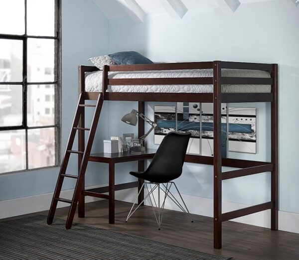 Nia Twin Size Loft Bed (White, Gray and Espresso) - Image 2
