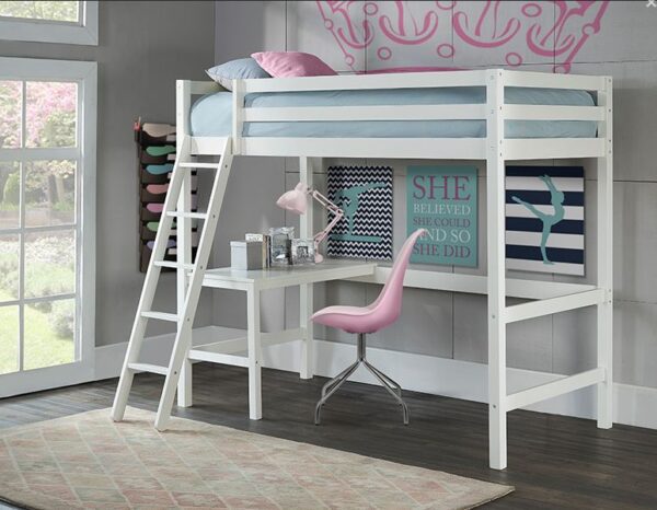 Nia Twin Size Loft Bed (White, Gray and Espresso)