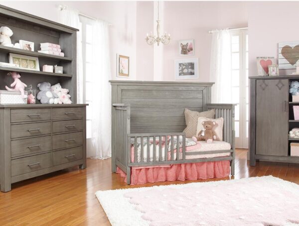 Nikki Lifetime 4-in-1 Straight Panel Convertible Crib in Distressed Grey - Image 2
