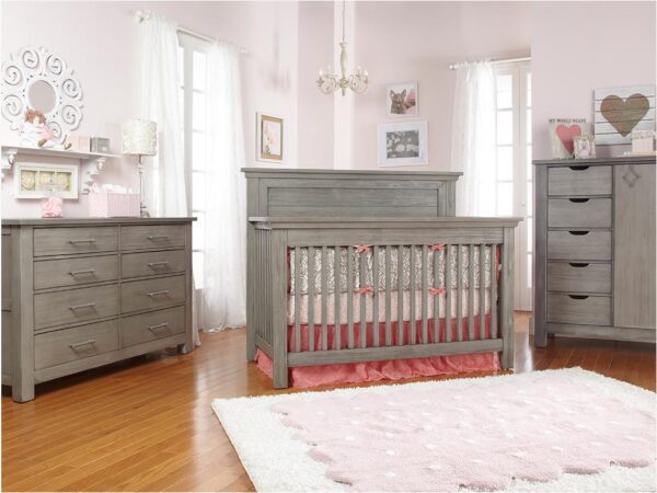 Nikki Lifetime 4-in-1 Straight Panel Convertible Crib in Distressed Grey