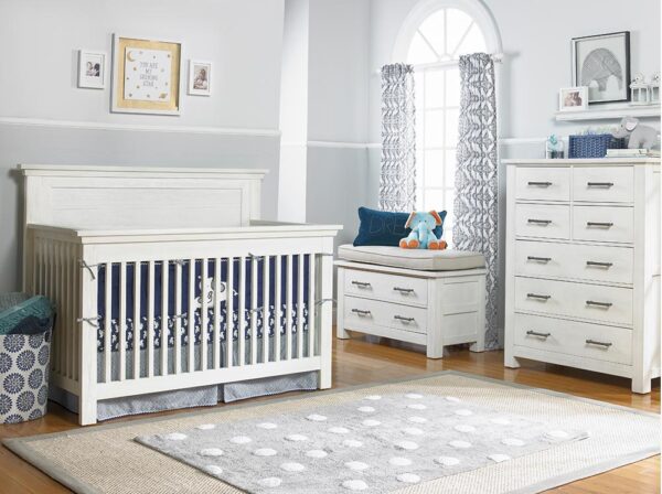 Nikki Lifetime 4-in-1 Straight Panel Convertible Crib in Weathered White