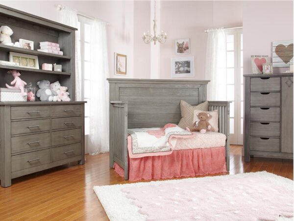 Nikki Lifetime 4-in-1 Straight Panel Convertible Crib in Distressed Grey - Image 3