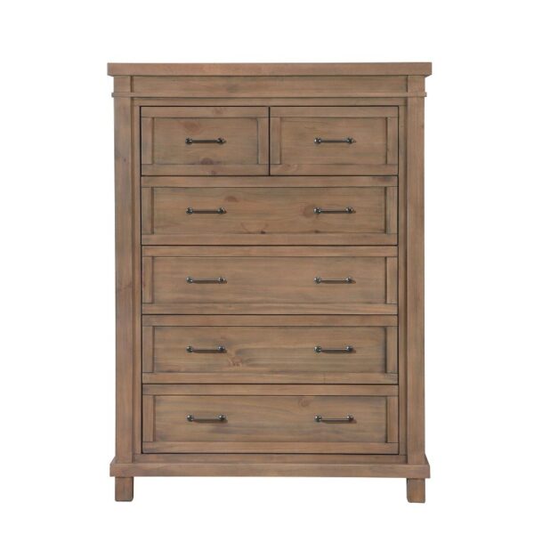 Roman Chest of Drawers (Washed Grey, Rustic Oak & White) - Image 3