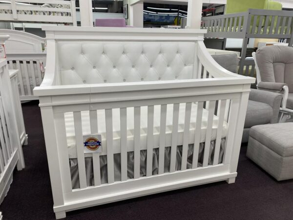 Roman Straight Panel 4-in-1 Convertible Crib (Washed Grey, Rustic Oak & White) - Image 4