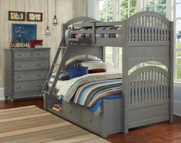 Beach House Collection Twin over Full Bunk Bed in Stone
