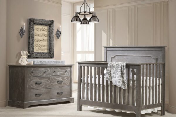 NEST Juvenile Emerson “5-in-1” Convertible Crib (Sugar Cane, Owl, White, Grigio)