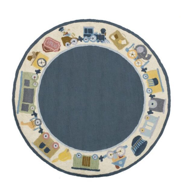 Choo Choo Train Blue Kids Rug - Image 3