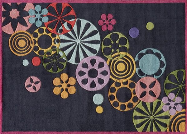 Modern Sprinkle Black Kids Rug