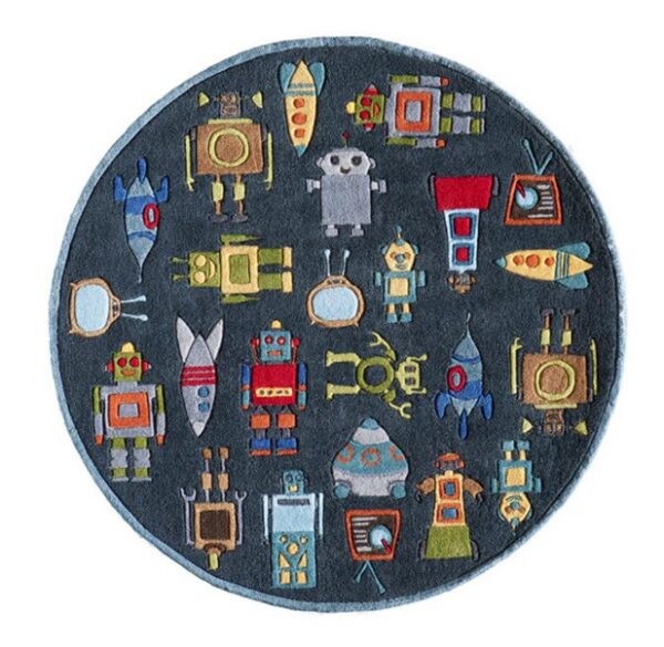 Robots Steel Blue Kids Rug - Image 3