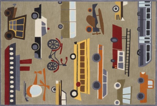 Transportation Concrete Kids Rug