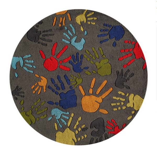 Hand Print Grey Kids Rug - Image 3