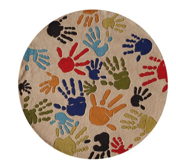 Hand Print Ivory Kids Rug - Image 3