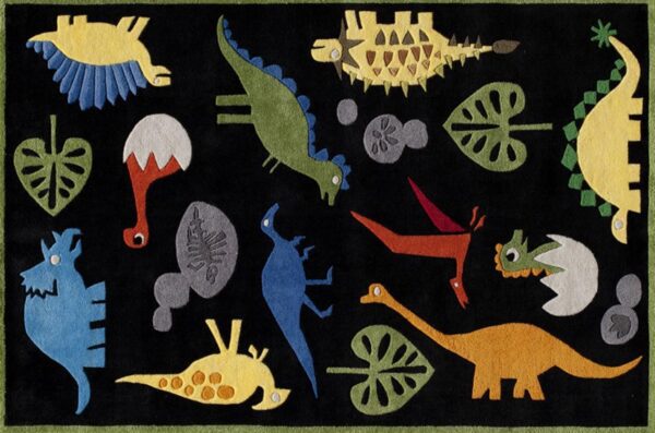 Dinosaur Black Kids Rug