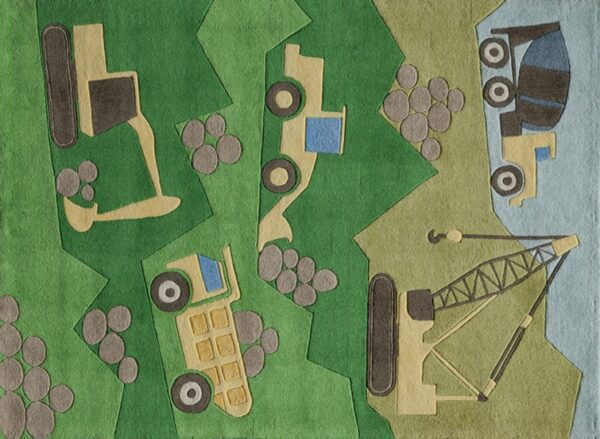 Construction Green Kids Rug