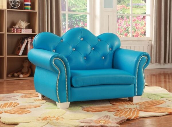 Celine Kids Loveseat Chair in Blue PU