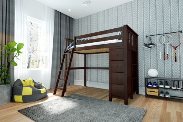 Jackpot Edinburgh All-In-One Loft Bed in Espresso