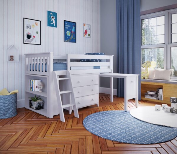 Jackpot Windsor All-In-One Loft Bed in White