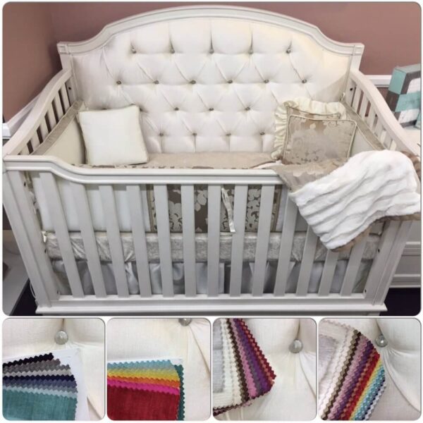 Heaven Custom Made Tufted Crib w/ Crystals - Image 5