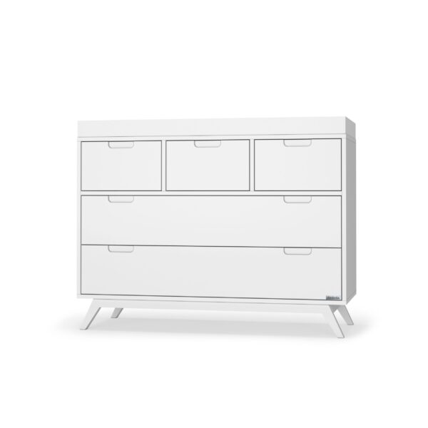 5 Drawer Dresser (White & White/Natural)