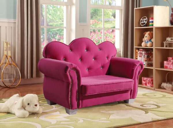 Celine Kids Loveseat Chair in Pink Fabric