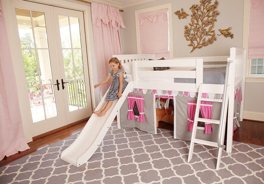 Maxtrix-Full-Size-Low-Loft-Bed-with-Angled-Ladder-Curtain-Slide-1