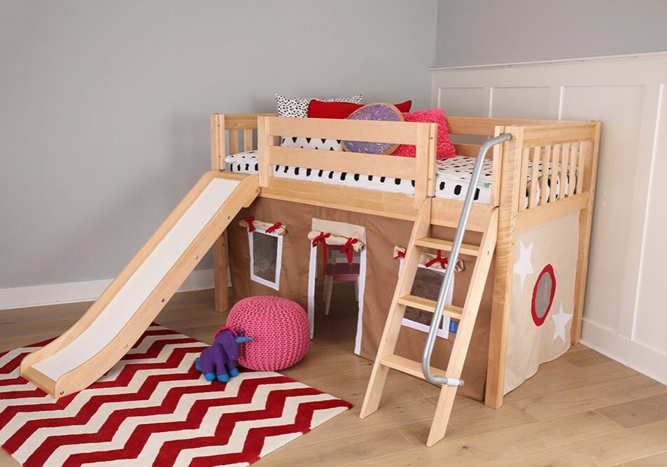 Maxtrix-Low-Loft-Bed-with-Angled-Ladder-Curtain-Slide