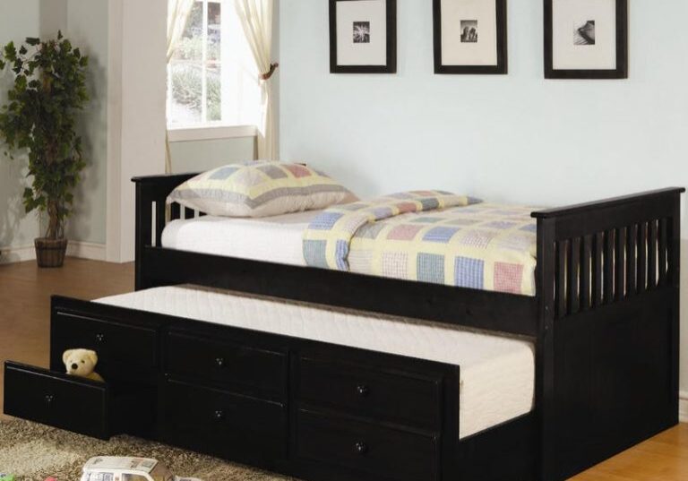 Mission-Style-Twin-Size-Captains-Bed-with-Storage-Trundle-in-Black-768x734