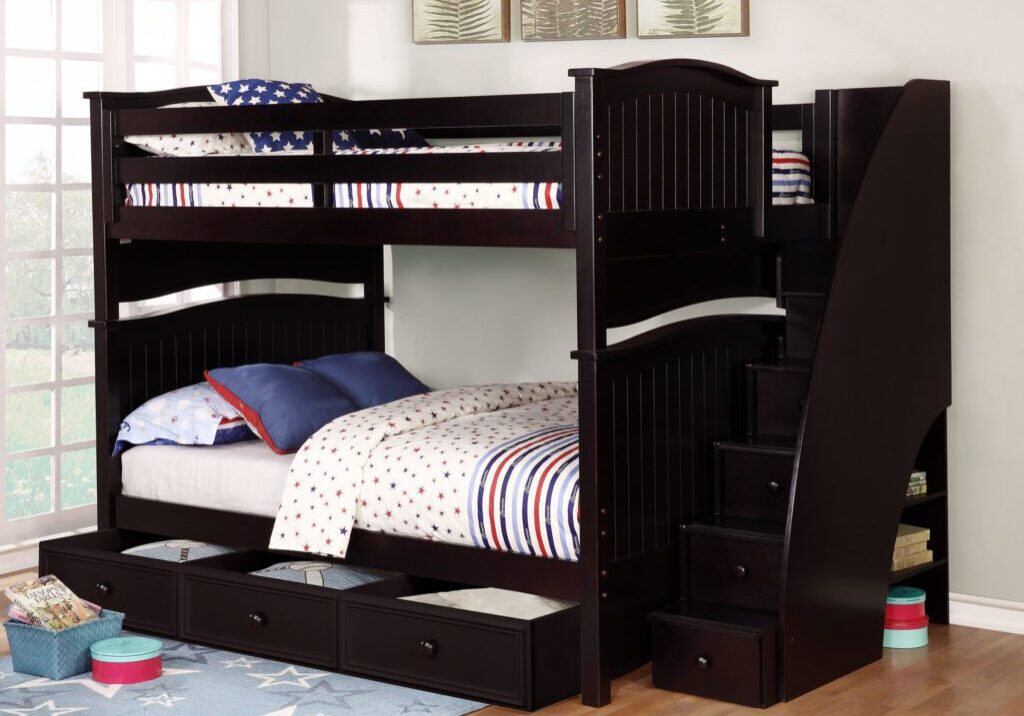 Sydney-Full-over-Full-Bunk-Bed-with-Staircase-and-Summerlin-3-Drawer-Storage-Espresso